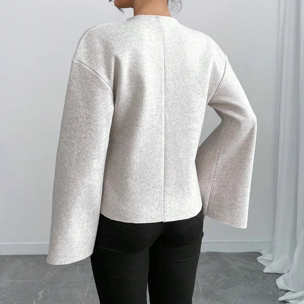 Apricot Casual Women's V-Neck Bell Sleeve Cardigan - Picture 3 of 6